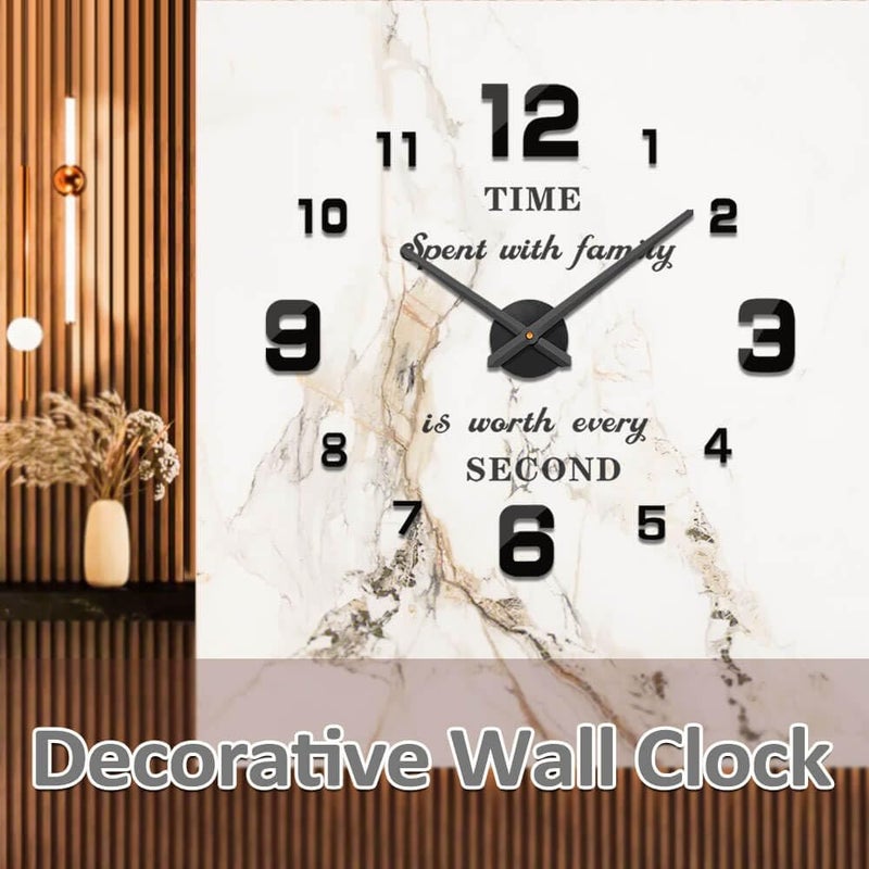 Mintime Modern Frameless DIY Wall Clock Large 3D Wall Watch Mirror Numbers for Home Office Decorations - Image 2